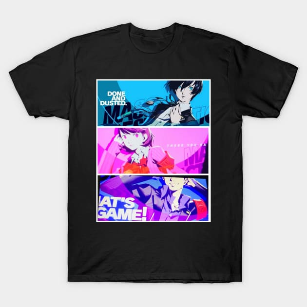 Persona 3 Relod - Makoto, Yukari & Junpei All out Attack Portraits T-Shirt by BUSTLES MOTORCYCLE